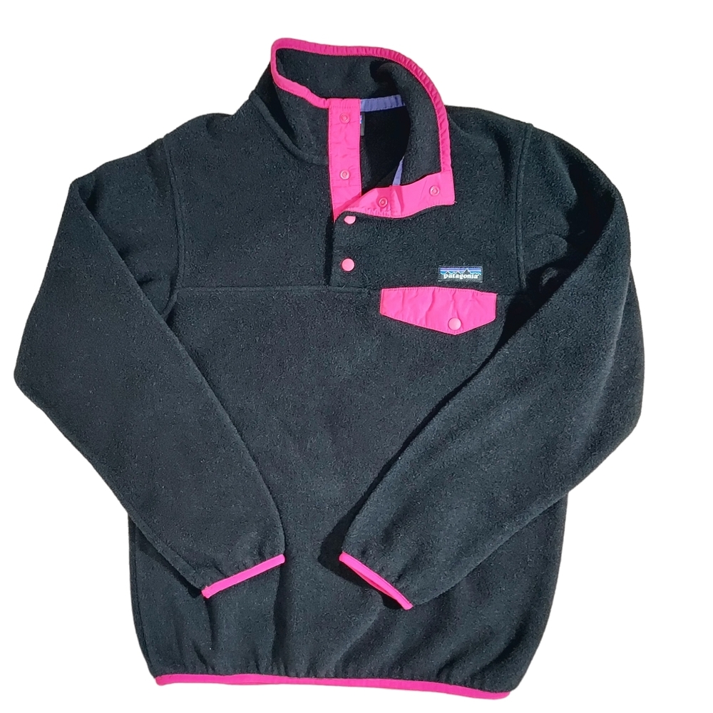 Patagonia Synchilla black/pink Snap-T fleece pullover S